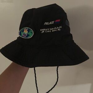 Palace Black Bucket Hat Peace There’s No Place Like Om Patches